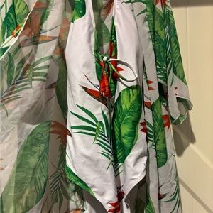 One piece swimsuit + matching coverup, NWOT